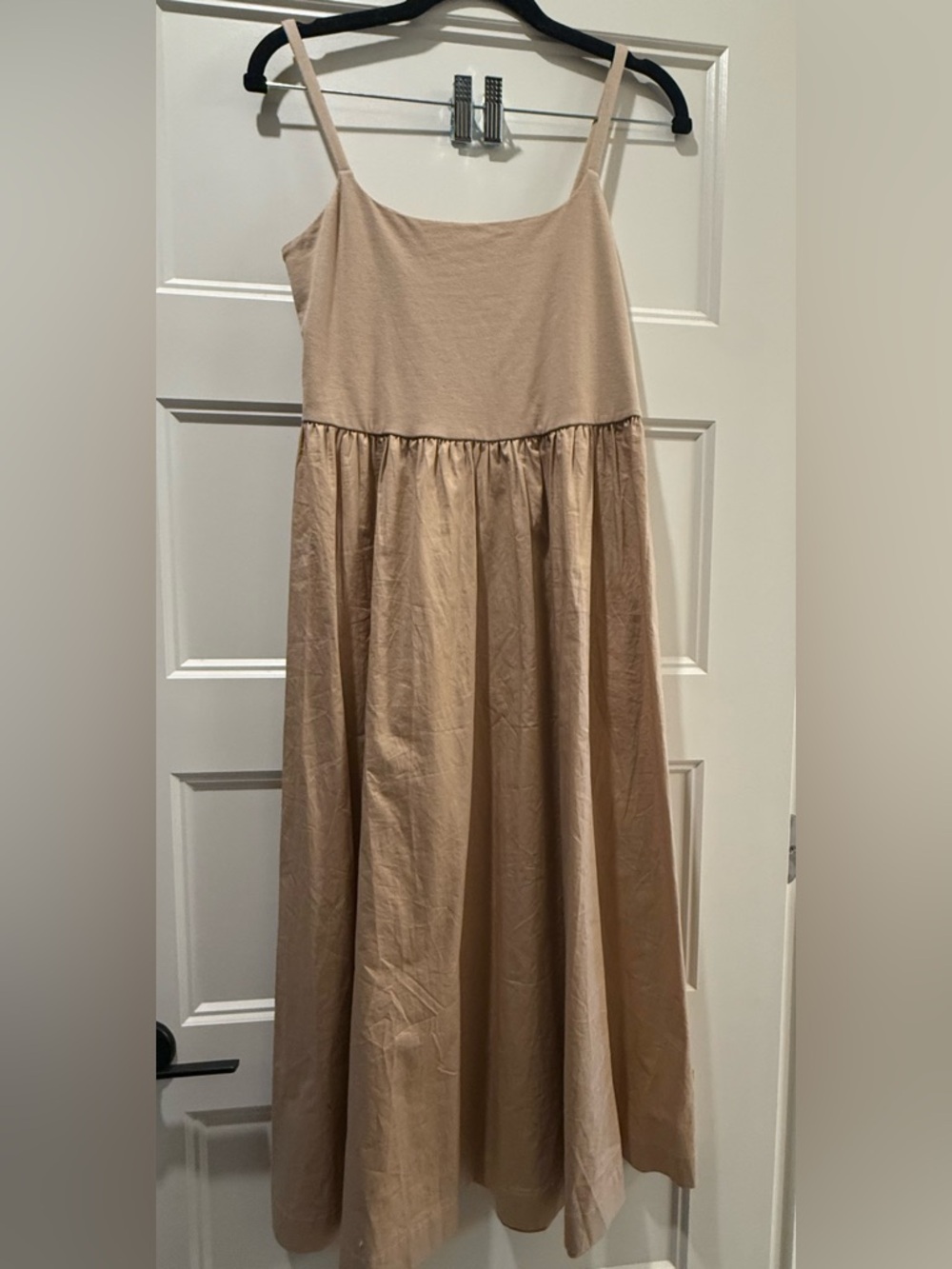 Old Navy Neutral Tan Mixed Fabric Midi Dress NWOT